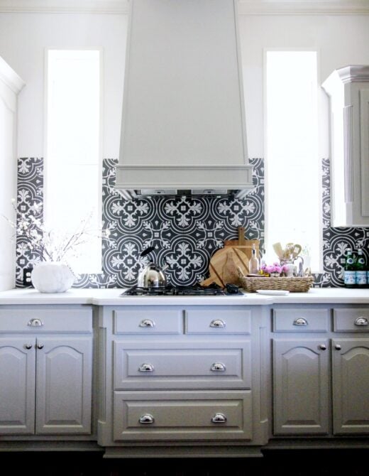 kitchen with graphic tile