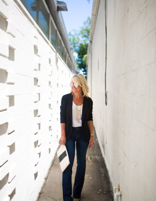 bootcut jeans white tee