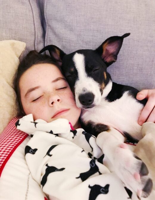 little girl puppy sleeping