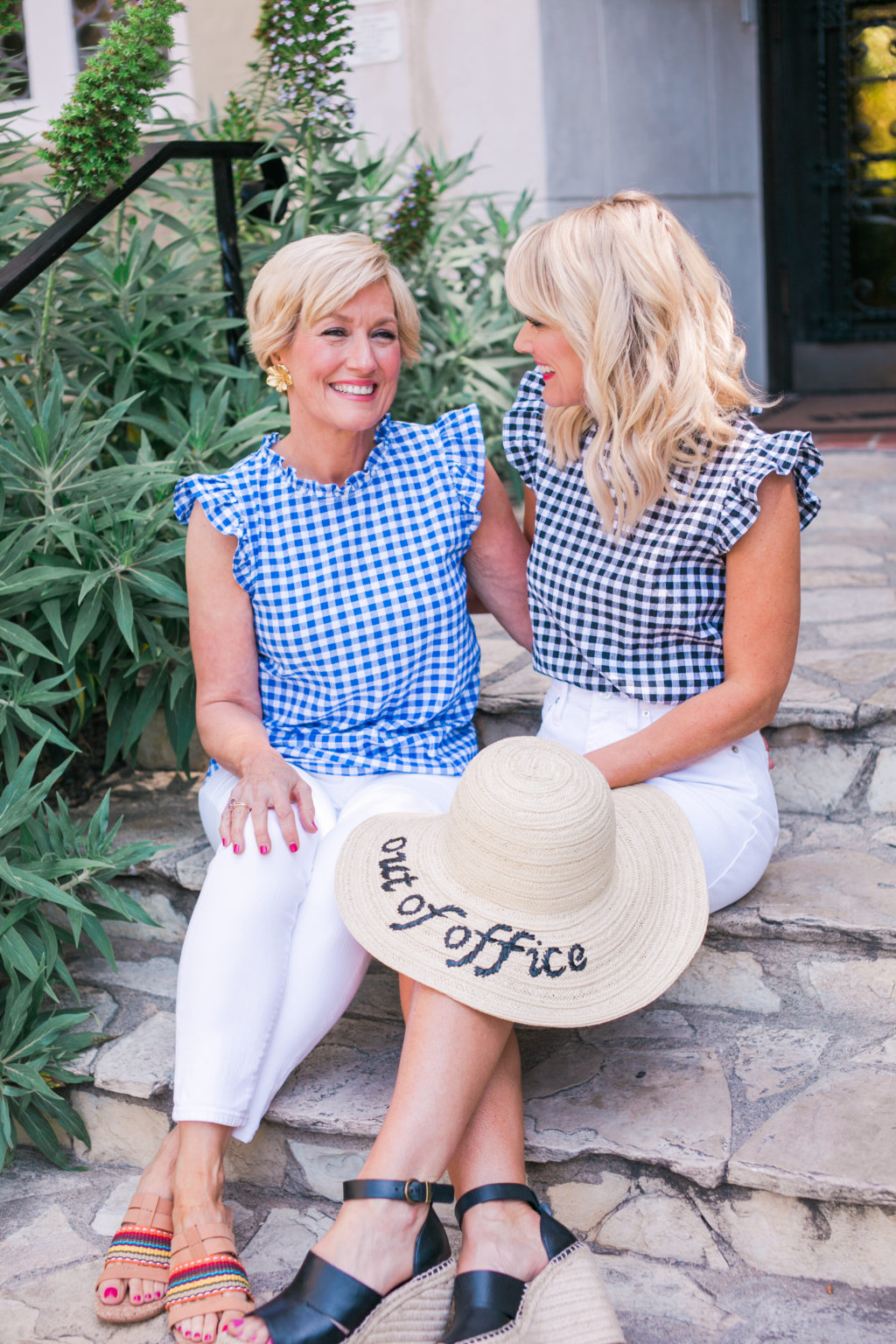 gibson hi sugarplum nordstrom collection kamari tuffle top in blue and black gingham prints