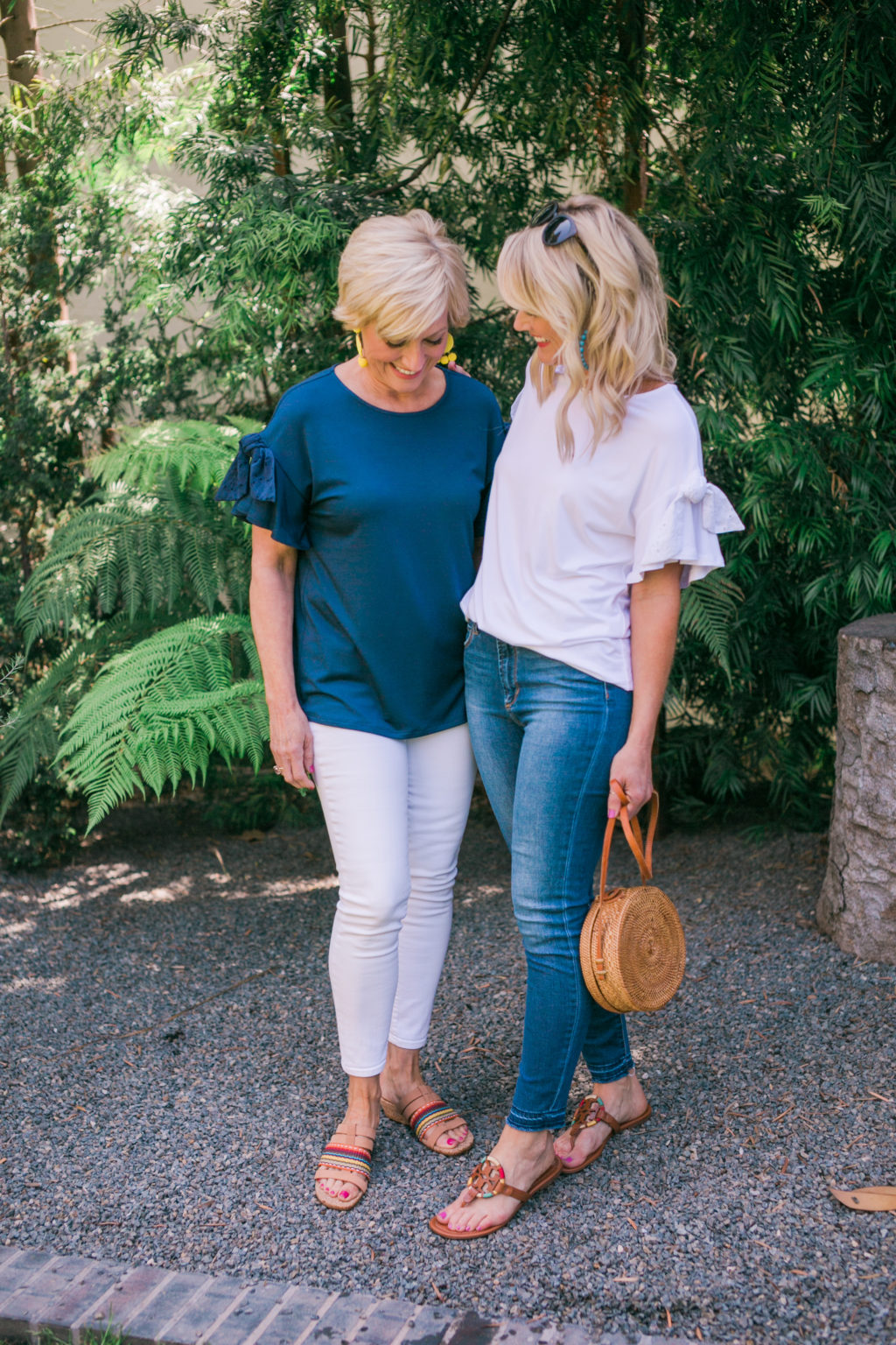 gibson hi sugarplum nordstrom collection kahala tie sleeve top in navy and white