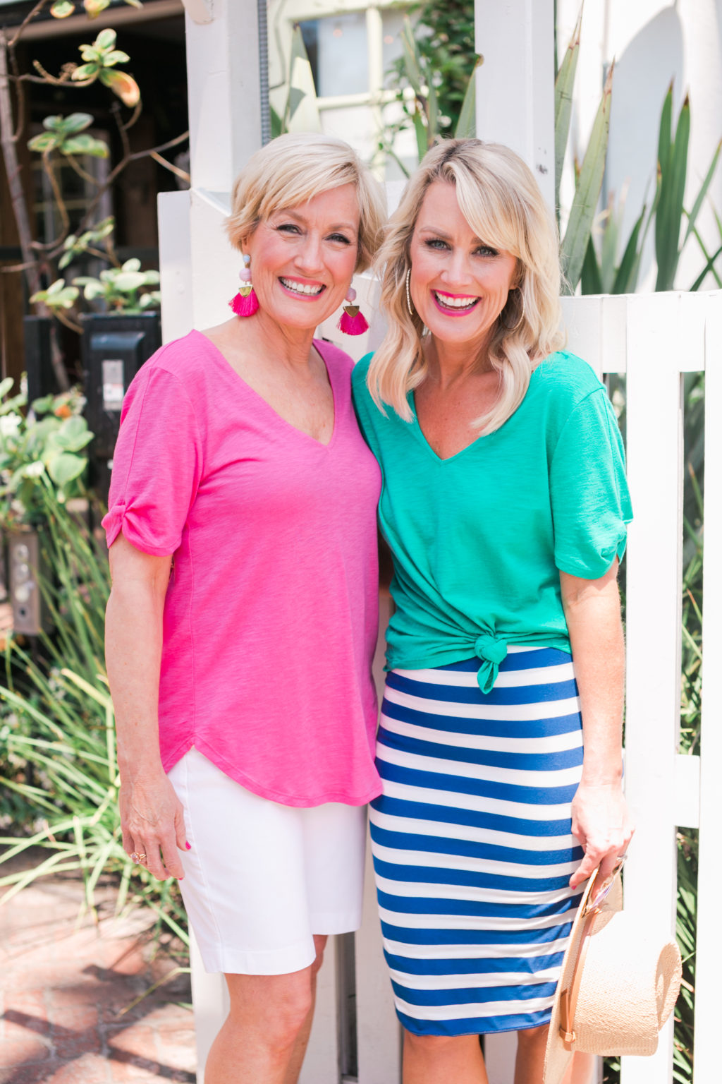 gibson hi sugarplum collection nordstrom anna maria twist sleeve tees in hot pink and bold green