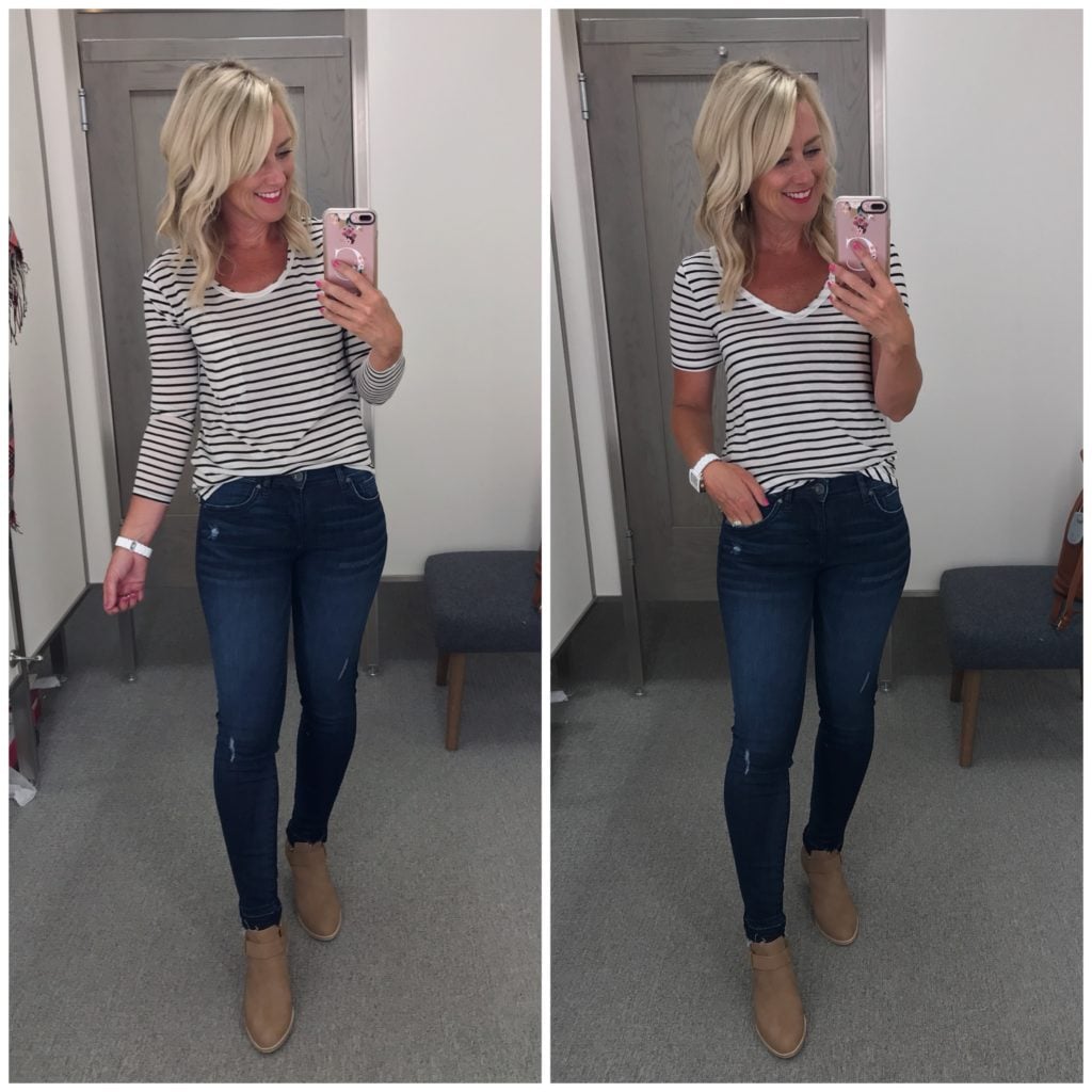 BP. raw edge striped scoop neck long sleeve tee nordstrom anniversary sale