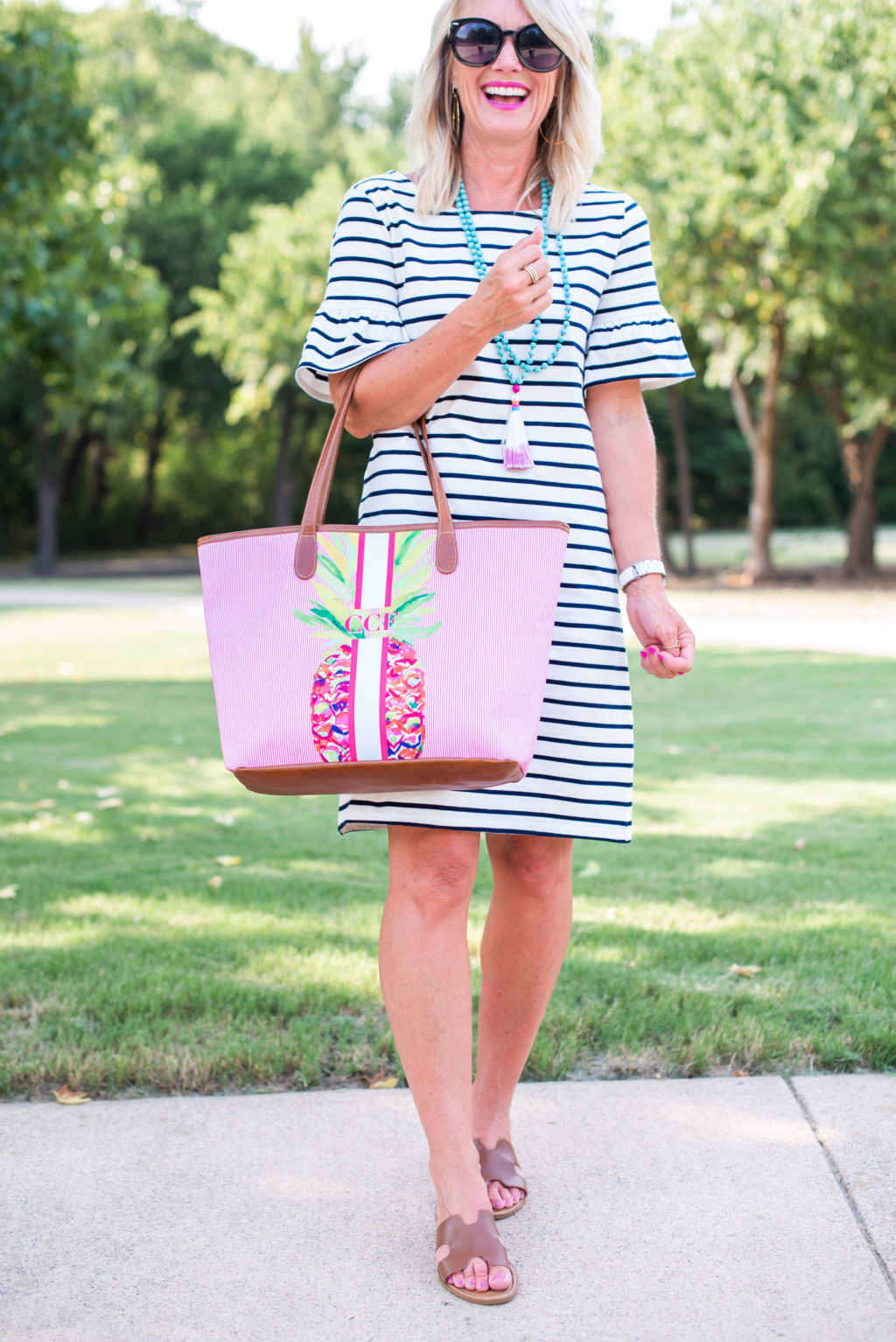 jcrew striped dress summer outfit