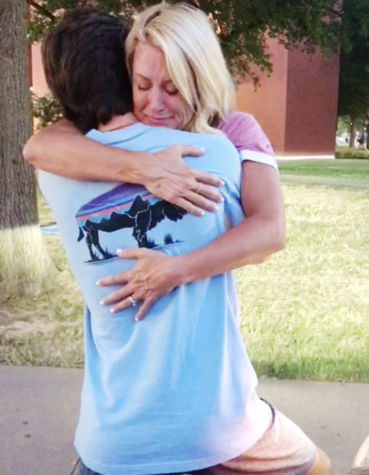 mother son college goodbye